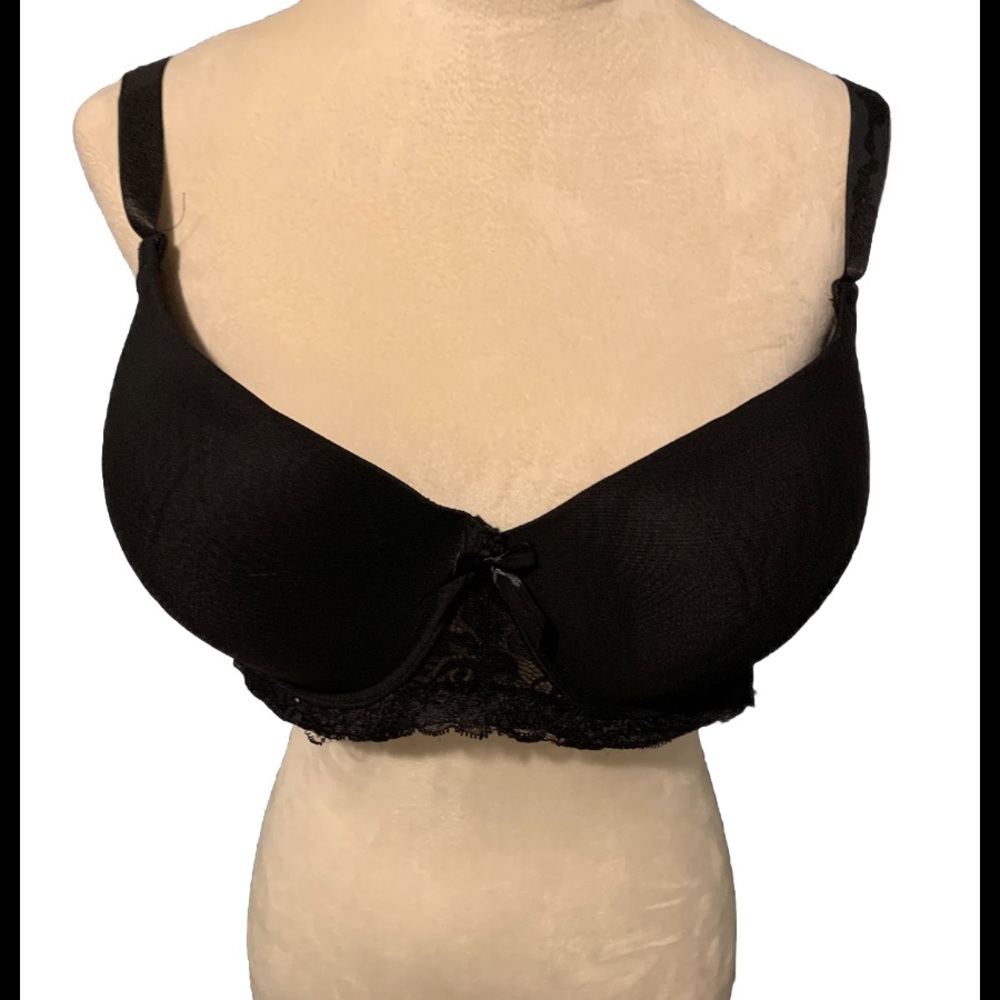NWOT Black Fuchsia Bra Black Underwire w Lace Size 40DD Support
